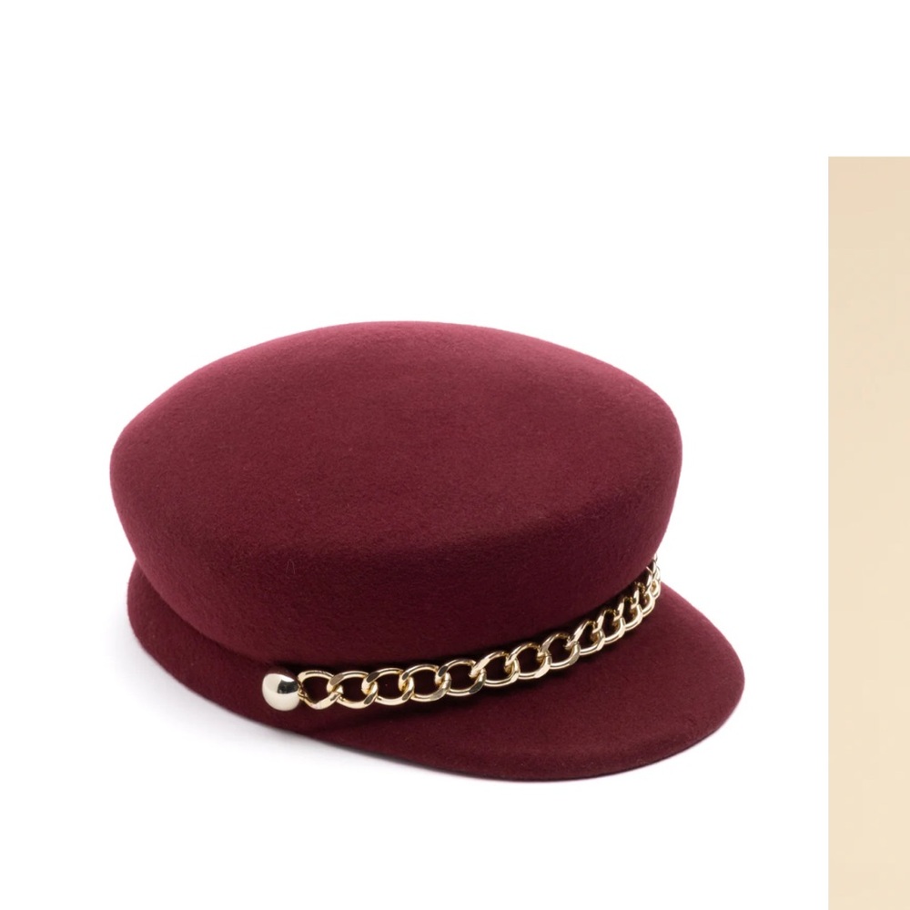 Eugenia Kim Sabrina in Bordeaux with Gold Chain Detail